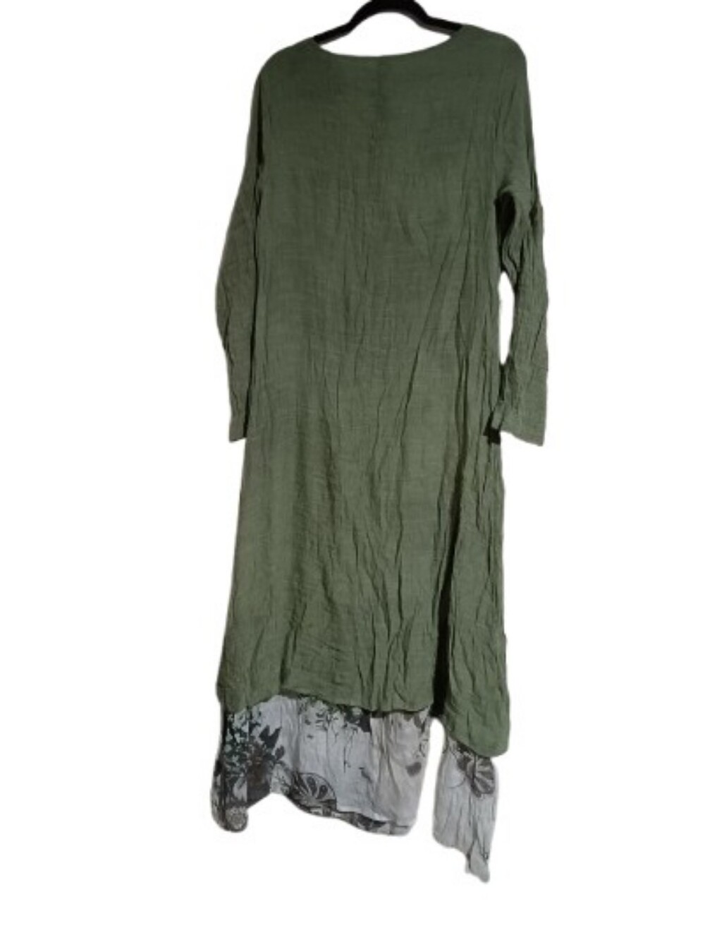 Emory Rose Sage Green Linen-Blend Maxi Dress with Floral Hem NWT - Picture 3 of 3